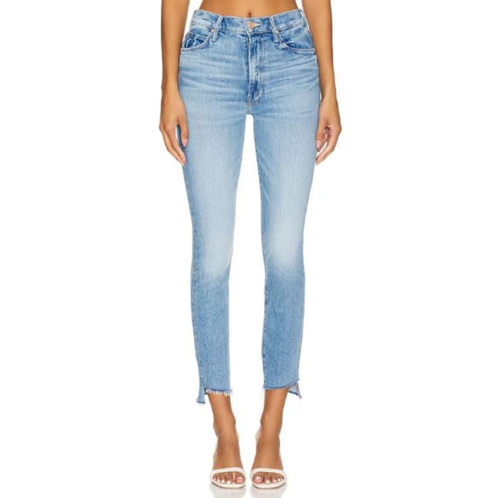 NEW MOTHER The Stunner Zip Step Ankle Fray Jeans Raw Cut Hem Tarrot Time Size 34 - Picture 3 of 14